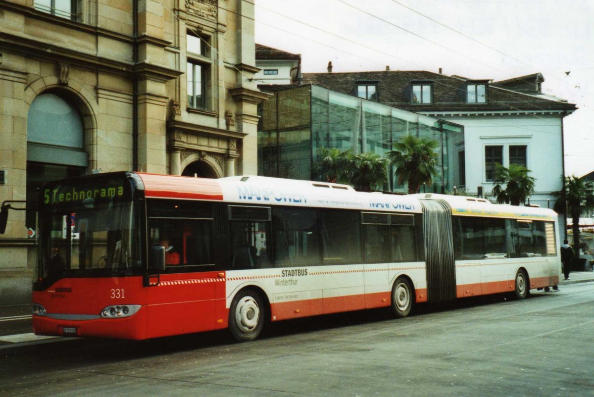 (114'107) - SW Winterthur - Nr. 331/ZH 719'331 - Solaris am 21. Januar 2009 beim Hauptbahnhof Winterthur