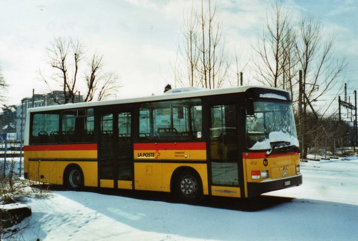 (114'203) - CarPostal Ouest - VD 274'791 - MAN/Hess (ex PostAuto Bern Nr. 452; ex Trachsel, Hasle-Regsau; ex Loosli, Wyssachen) am 14. Februar 2009 in Yverdon, Garage