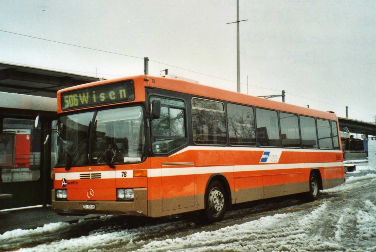 (114'417) - BOGG Wangen b.O. - Nr. 78/SO 21'838 - Mercedes/Hess (ex SOO Olten Nr. 78) am 17. Februar 2009 beim Bahnhof Olten