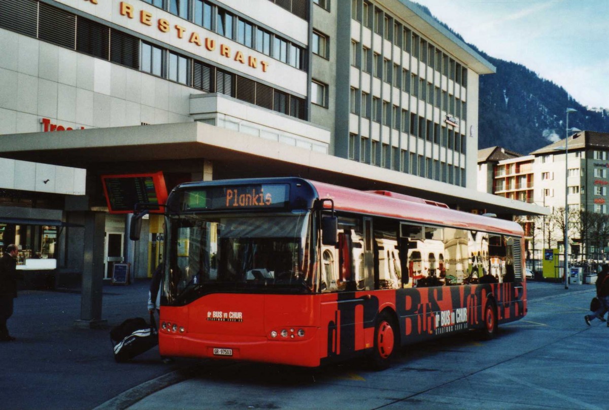 (115'029) - SBC Chur - Nr. 3/GR 97'503 - Solaris am 14. Mrz 2009 beim Bahnhof Chur