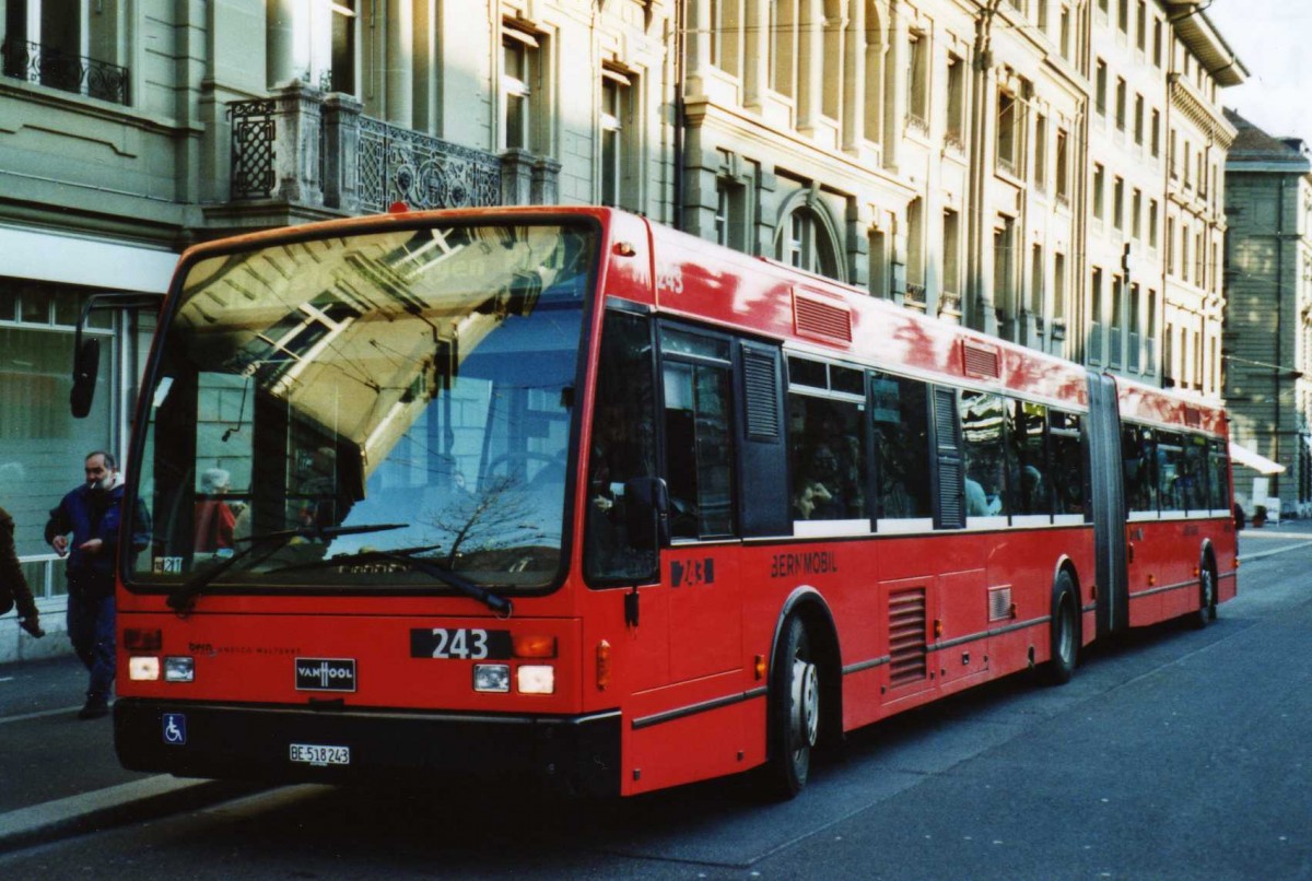 (115'322) - Bernmobil, Bern - Nr. 243/BE 518'243 - Van Hool am 16. Mrz 2009 in Bern, Hirschengraben