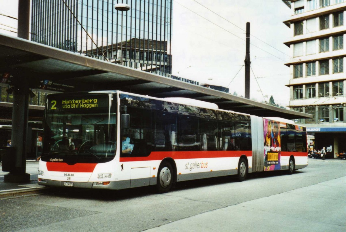 (116'014) - St. Gallerbus, St. Gallen - Nr. 273/SG 198'273 - MAN am 22. April 2009 beim Bahnhof St. Gallen