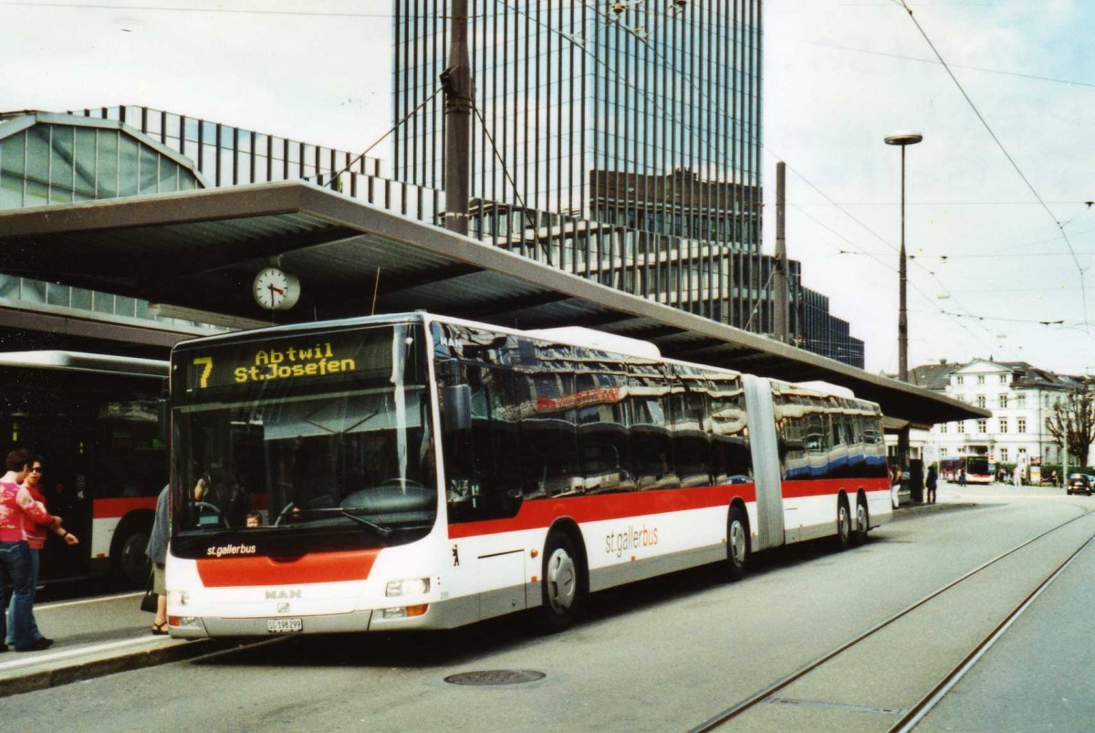 (116'021) - St. Gallerbus, St. Gallen - Nr. 299/SG 198'299 - MAN am 22. April 2009 beim Bahnhof St. Gallen