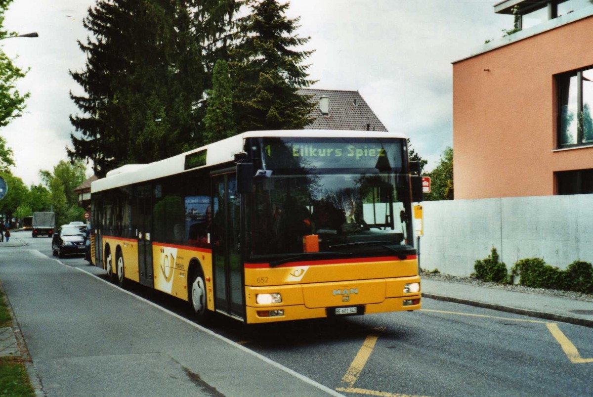 (116'216) - PostAuto Bern - Nr. 652/BE 601'342 - MAN am 29. April 2009 in Thun, Scherzligen/Schadau