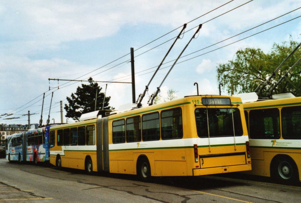 (116'319) - TN Neuchtel - Nr. 119 - NAW/Hess Gelenktrolleybus am 3. Mai 2009 in Neuchtel, Dpt