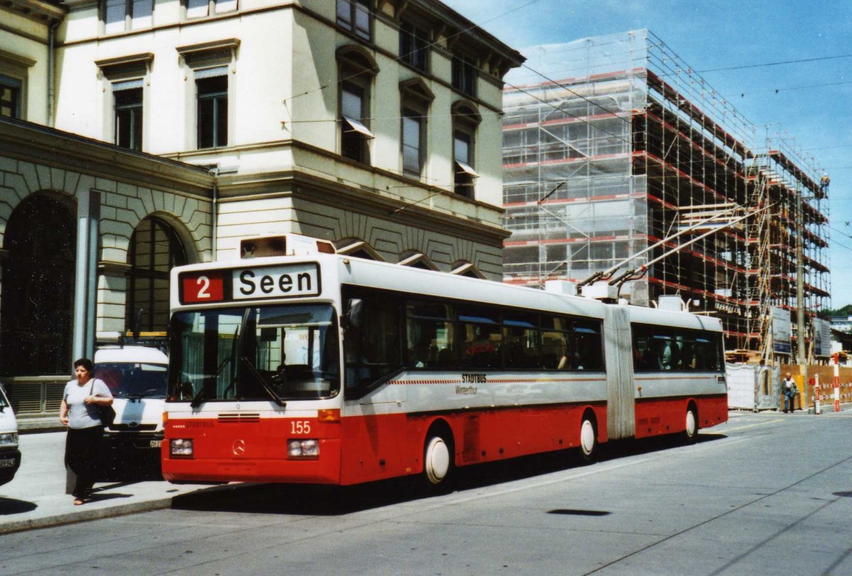 (116'511) - SW Winterthur - Nr. 155 - Mercedes Gelenktrolleybus am 20. Mai 2009 beim Hauptbahnhof Winterthur