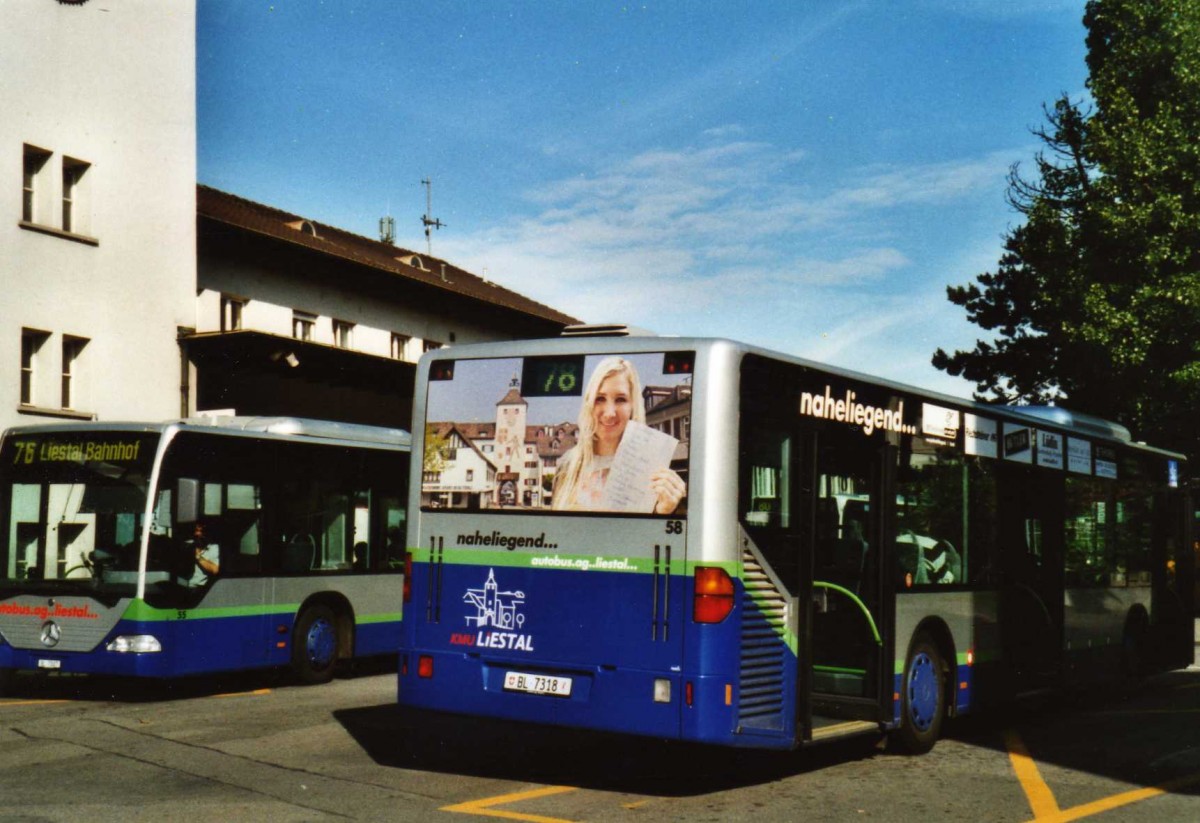 (117'329) - AAGL Liestal - Nr. 58/BL 7318 - Mercedes (ex TPL Lugano Nr. 2) am 8. Juni 2009 beim Bahnhof Liestal