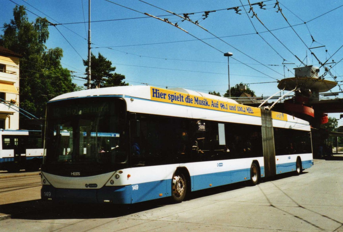 (117'813) - VBZ Zrich - Nr. 149 - Hess/Hess Gelenktrolleybus am 17. Juni 2009 in Zrich, Bucheggplatz