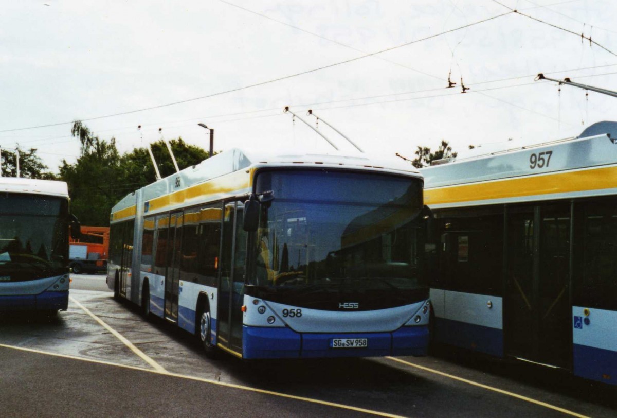 (118'024) - SWS Solingen - Nr. 958/SG-SW 958 - Hess/Hess Gelenktrolleybus am 5. Juli 2009 in Solingen, Betriebshof