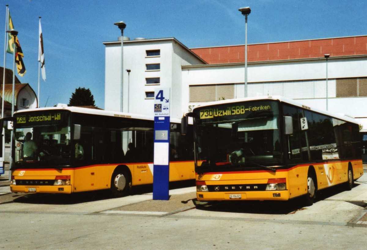 (120'114) - Schmidt, Jonschwil - SG 304'021 - Setra (ex Casutt, Gossau; ex PostAuto St. Gallen-Appenzell; ex P 25'754) am 19. August 2009 beim Bahnhof Wil