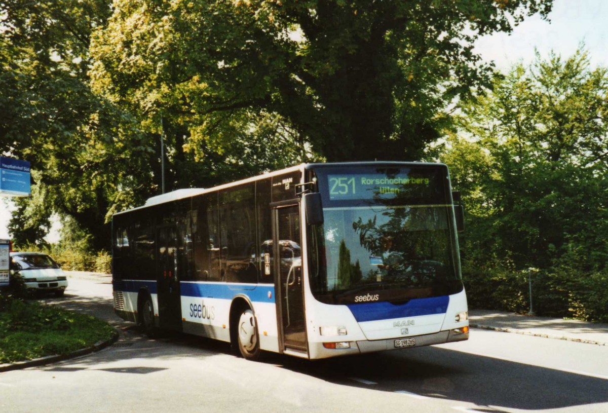 (120'122) - St. Gallerbus, St. Gallen - Nr. 265/SG 198'265 - MAN/Gppel am 19. August 2009 beim Bahnhof Rorschach