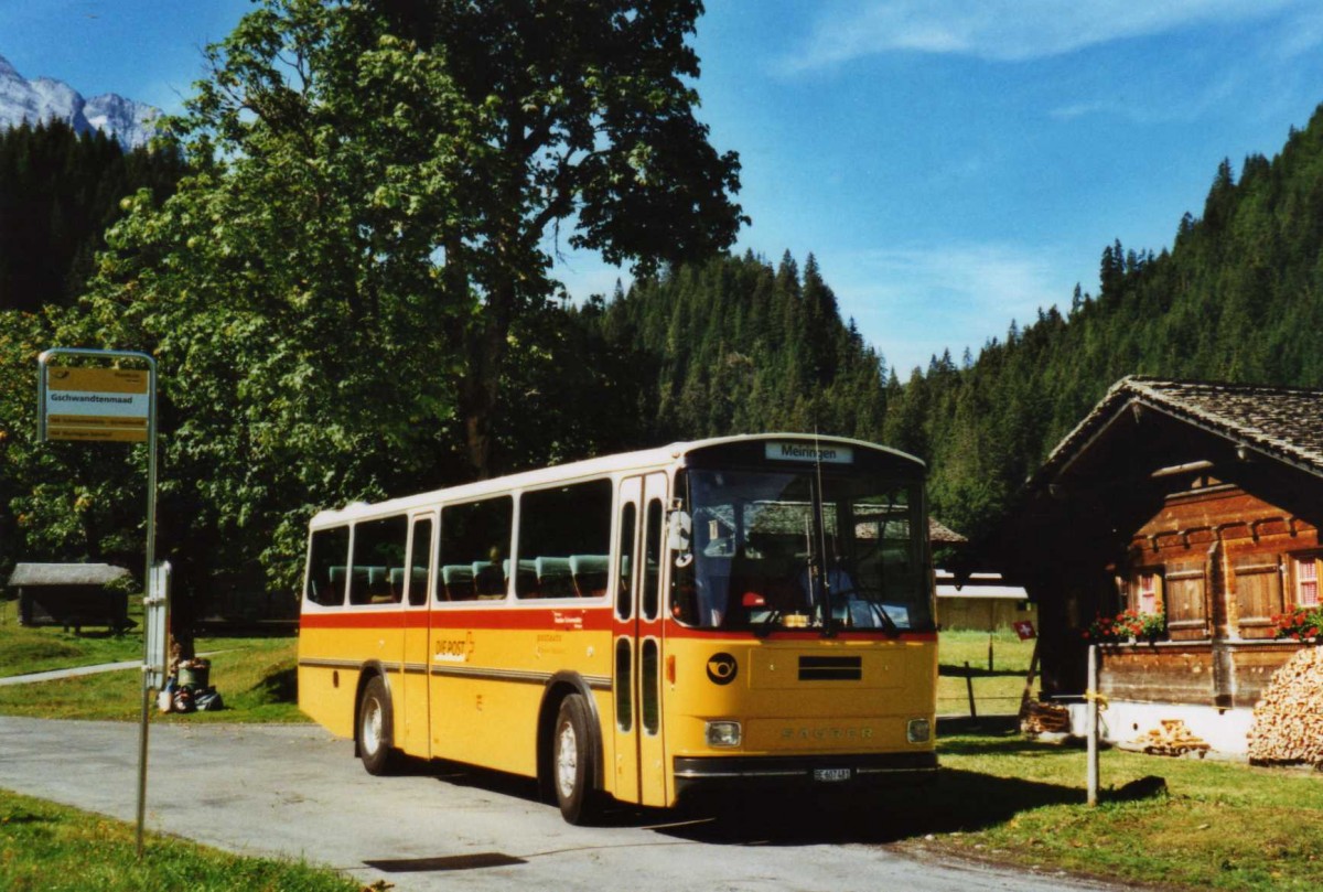 (120'229) - AVG Meiringen - Nr. 74/BE 607'481 - Saurer/R&J (ex P 24'357) am 23. August 2009 in Gschwandtenmaad