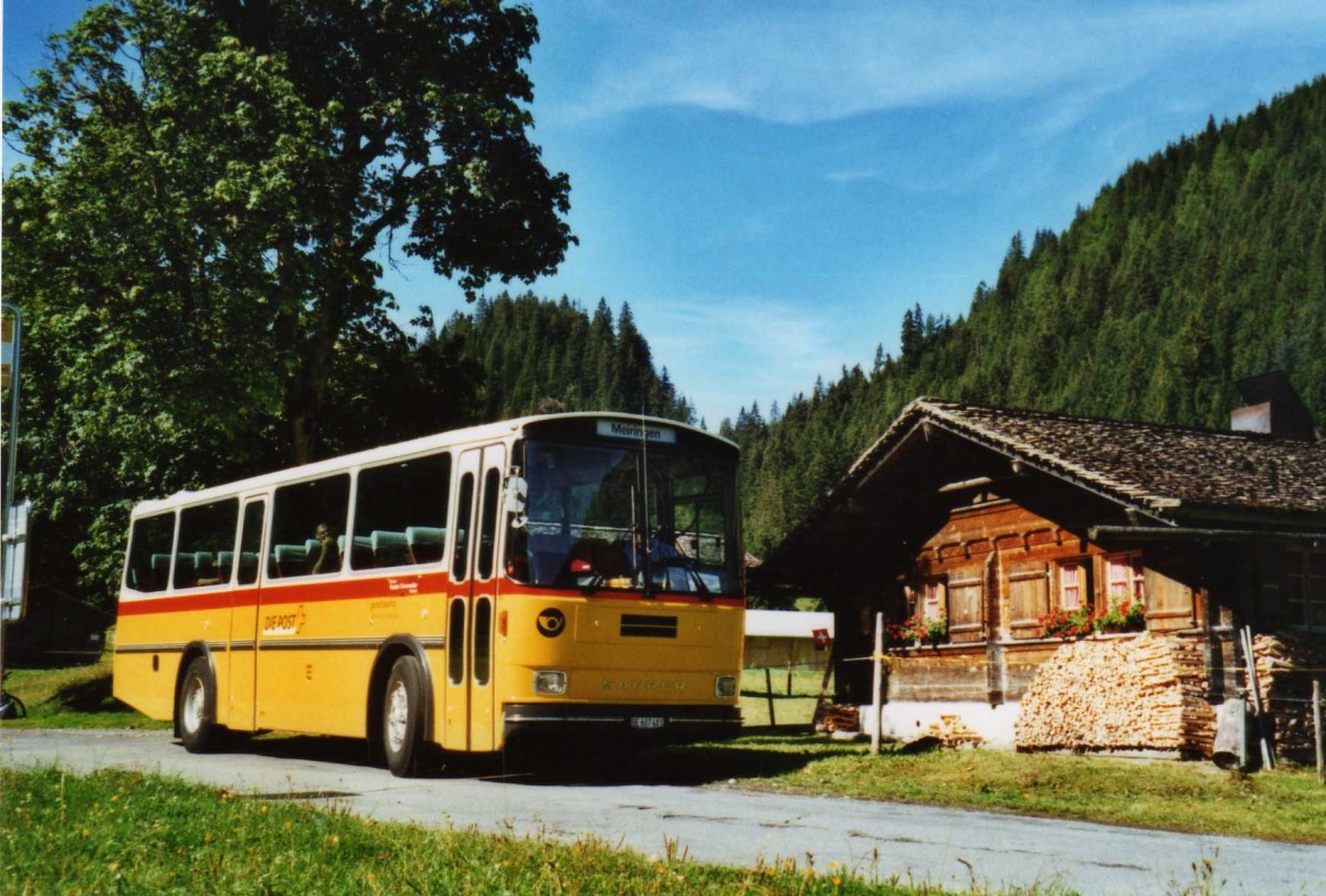 (120'230) - AVG Meiringen - Nr. 74/BE 607'481 - Saurer/R&J (ex P 24'357) am 23. August 2009 in Gschwandtenmaad