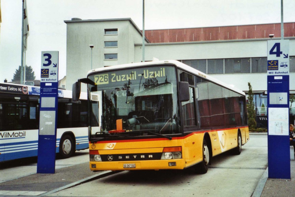 (121'304) - Schmidt, Jonschwil - SG 267'102 - Setra (ex Buner&Schmidt, Jonschwil) am 23. September 2009 beim Bahnhof Wil