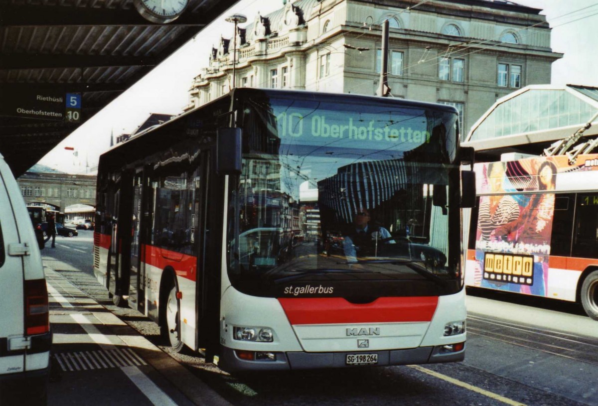 (121'722) - St. Gallerbus, St. Gallen - Nr. 264/SG 198'264 - MAN am 24. Oktober 2009 beim Bahnhof St. Gallen