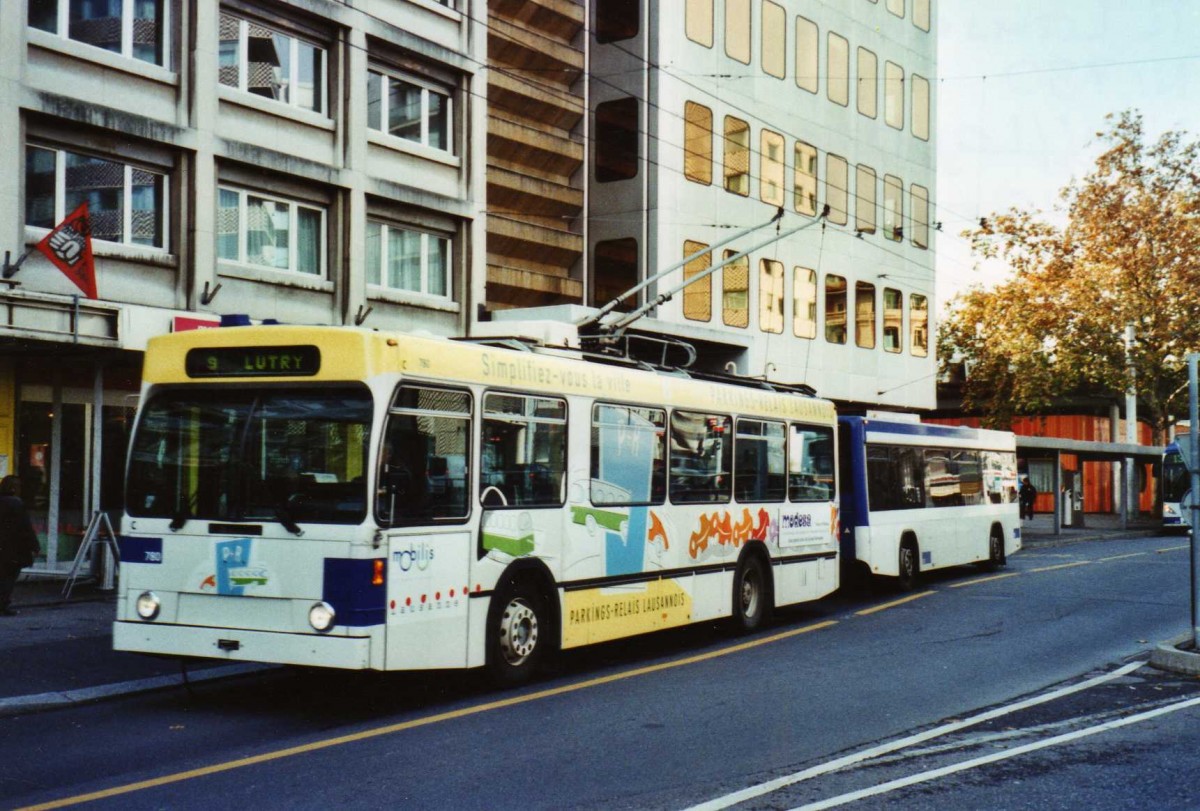 (122'406) - TL Lausanne - Nr. 780 - NAW/Lauber Trolleybus am 19. November 2009 in Lausanne, Chauderon