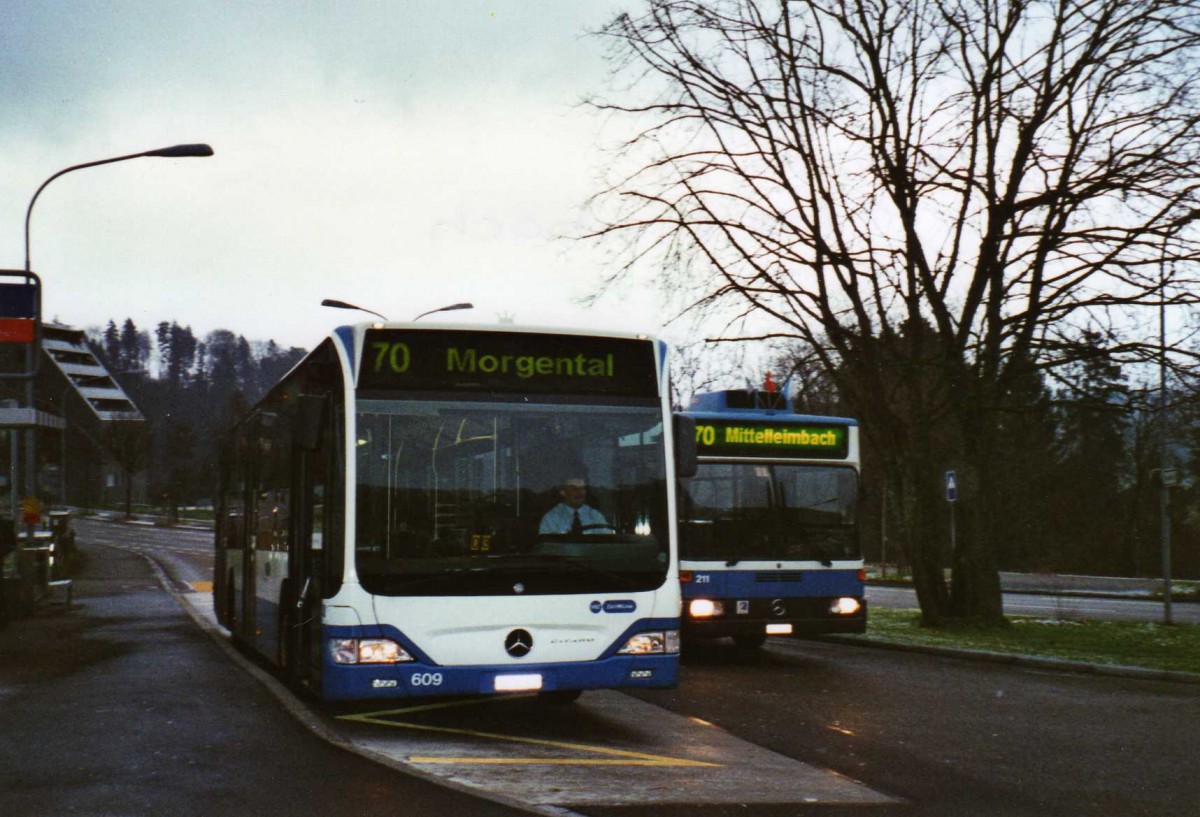 (123'028) - VBZ Zrich - Nr. 609/ZH 745'609 - Mercedes am 13. Dezember 2009 in Zrich, Mittelleimbach