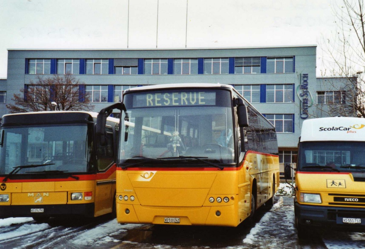 (123'312) - CarPostal Ouest - VD 510'242 - Volvo (ex P 25'163) am 23. Dezember 2009 in Yverdon, Garage