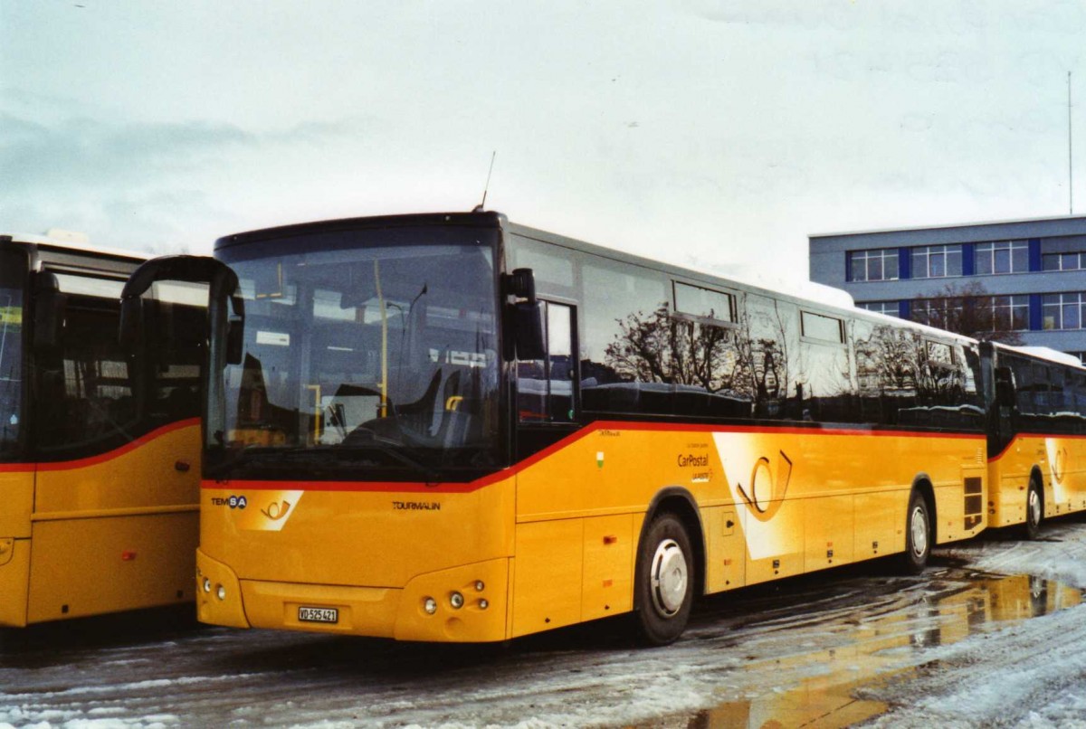 (123'314) - CarPostal Ouest - VD 525'421 - Temsa am 23. Dezember 2009 in Yverdon, Garage