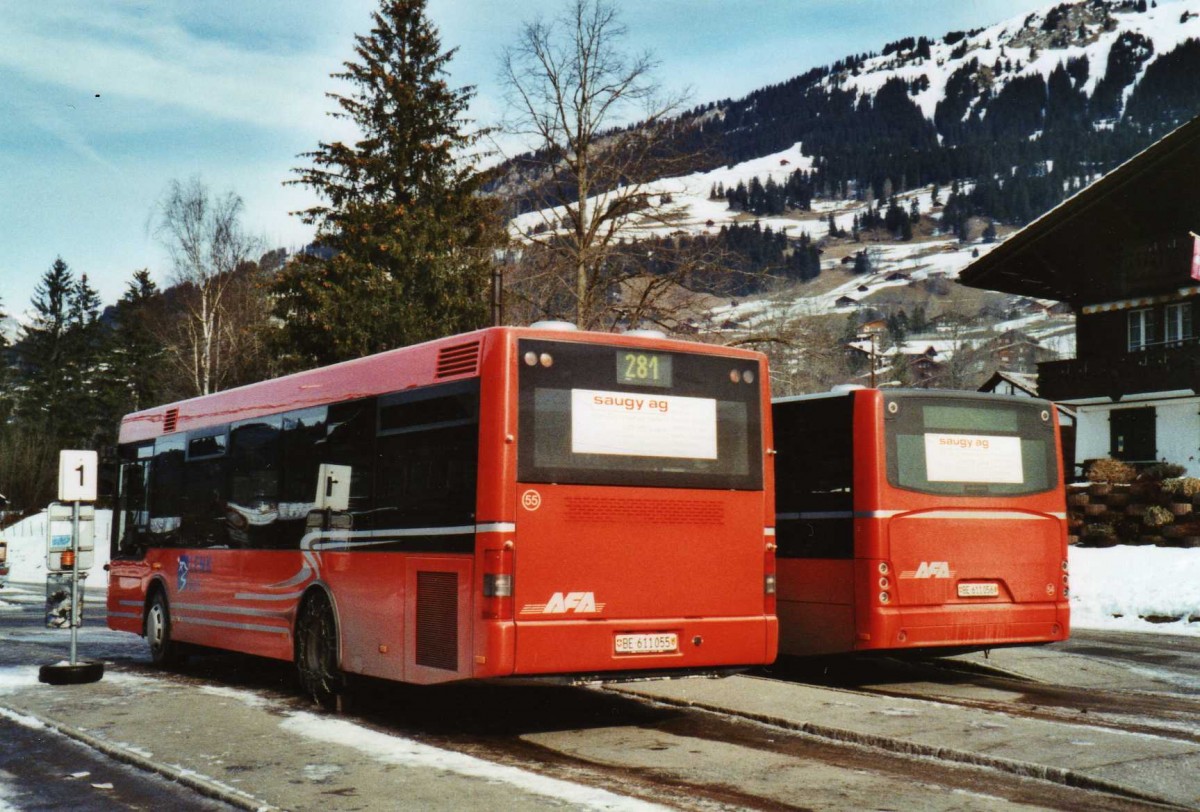 (124'231) - AFA Adelboden - Nr. 55/BE 611'055 - MAN/Gppel am 24. Januar 2010 beim Bahnhof Lenk