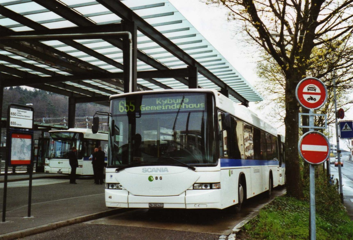 (125'334) - ATE Bus, Effretikon - Nr. 46/ZH 392'631 - Scania/Hess (ex Nr. 48) am 14. April 2010 beim Bahnhof Effretikon