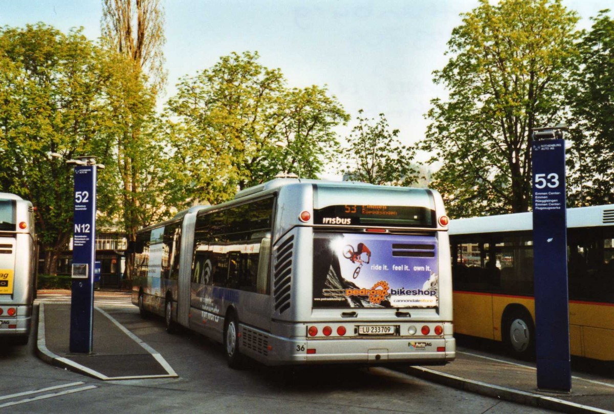 (125'603) - AAGR Rothenburg - Nr. 36/LU 233'709 - Irisbus am 24. April 2010 beim Bahnhof Luzern