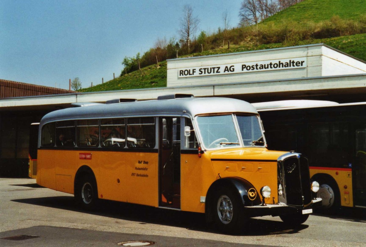 (125'628) - Stutz, Oberlunkhofen - AG 8341 - Saurer/Tscher (ex Dubs, Stallikon) am 24. April 2010 in Aeugstertal, Garage