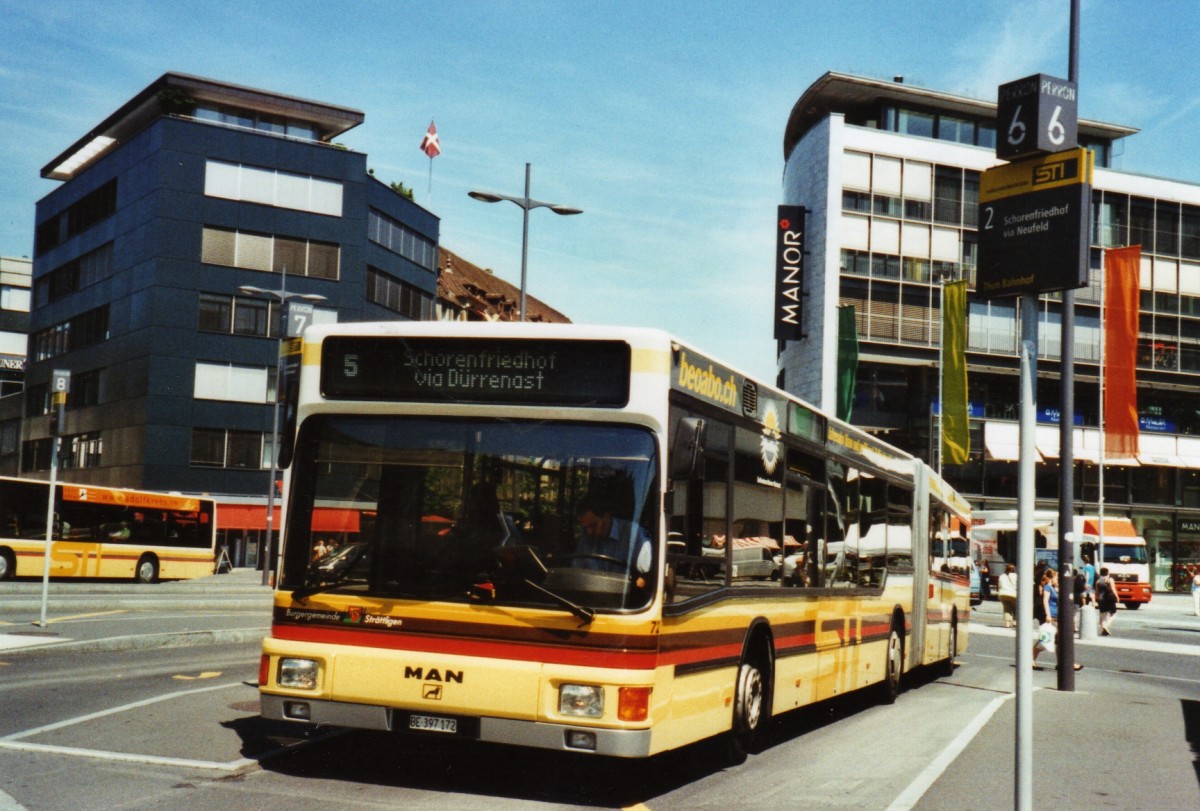 (127'034) - STI Thun - Nr. 72/BE 397'172 - MAN am 26. Juni 2010 beim Bahnhof Thun