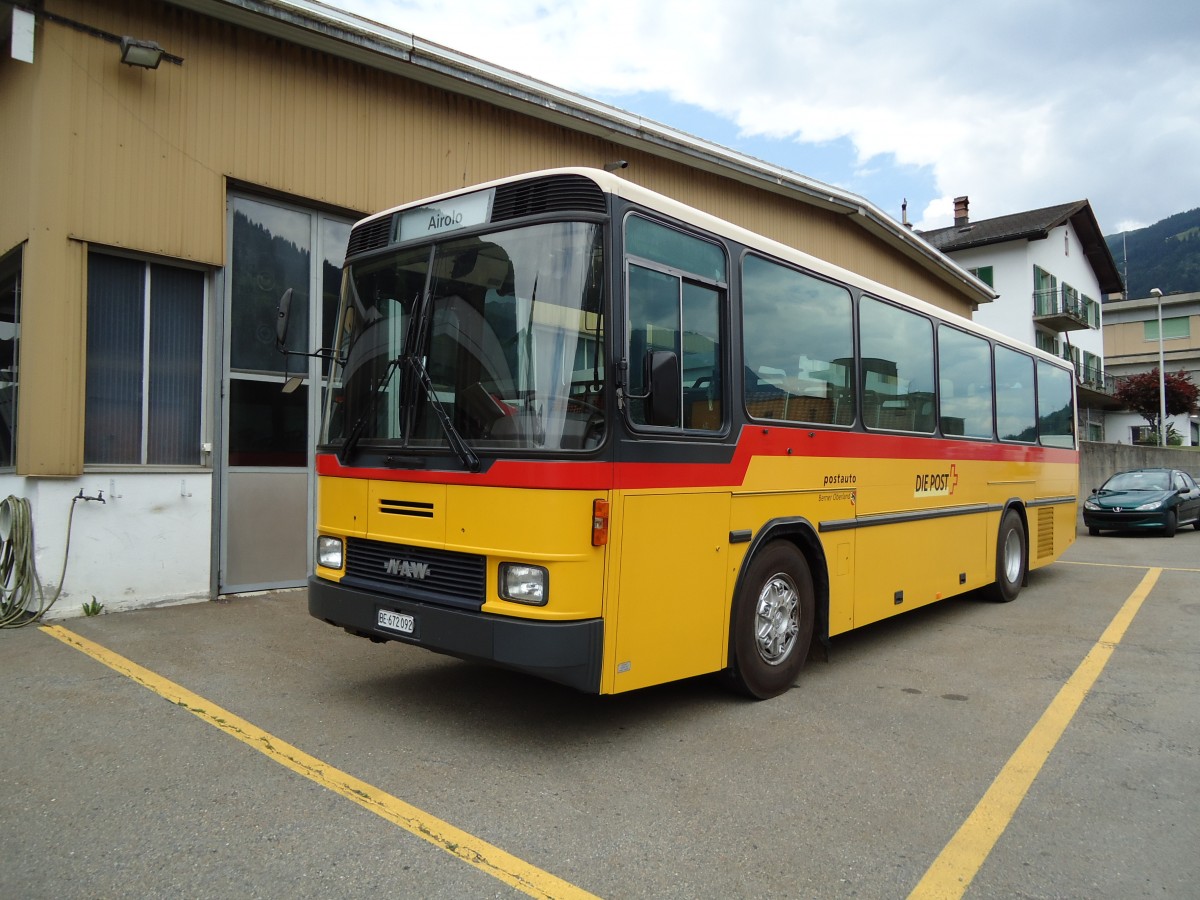 (127'573) - PostAuto Bern - BE 672'092 - NAW/Hess (ex AVG Meiringen Nr. 66; ex P 24'452) am 4. Juli 2010 in Airolo, Garage Marchetti