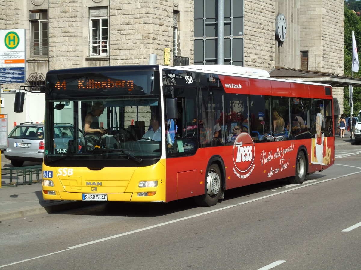 (127'925) - SSB Stuttgart - S-SB 5140 - MAN am 10. Juli 2010 beim Hauptbahnhof Stuttgart