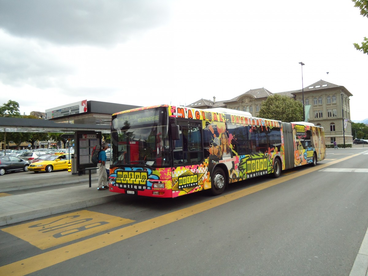 (128'094) - TRAVYS Yverdon - VD 1208 - MAN am 26. Juli 2010 beim Bahnhof Yverdon