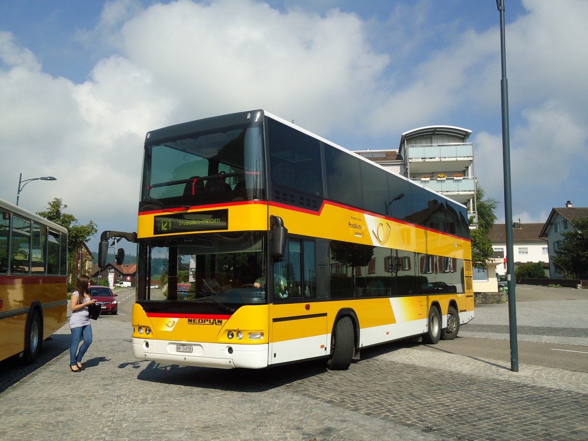 (128'788) - PostAuto Ostschweiz - AR 14'838 - Neoplan (ex P 27'016) am 21. August 2010 in Engelburg, Post