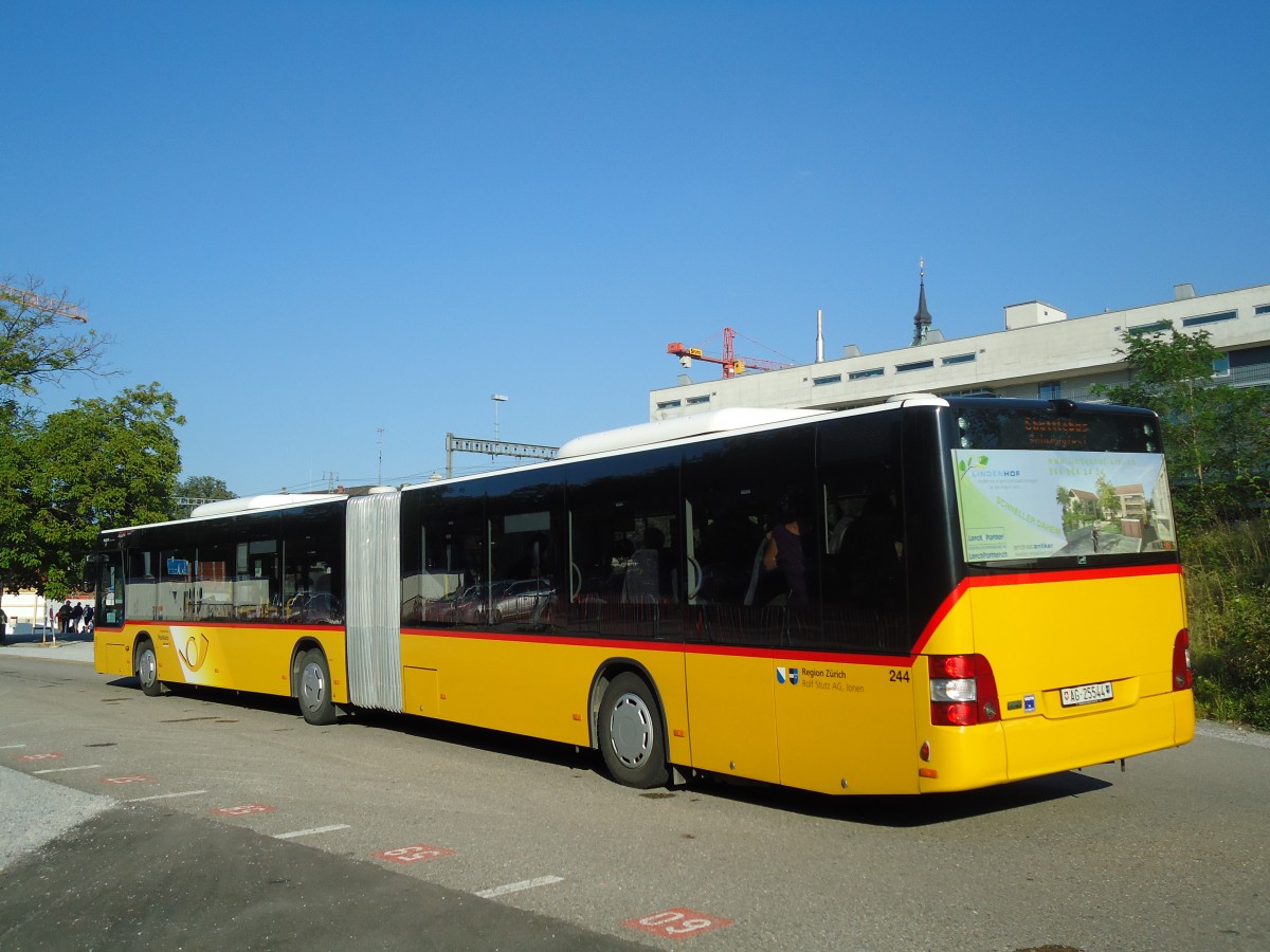 (128'910) - Stutz, Jonen - Nr. 244/AG 25'544 - MAN am 21. August 2010 beim Bahnhof Frauenfeld