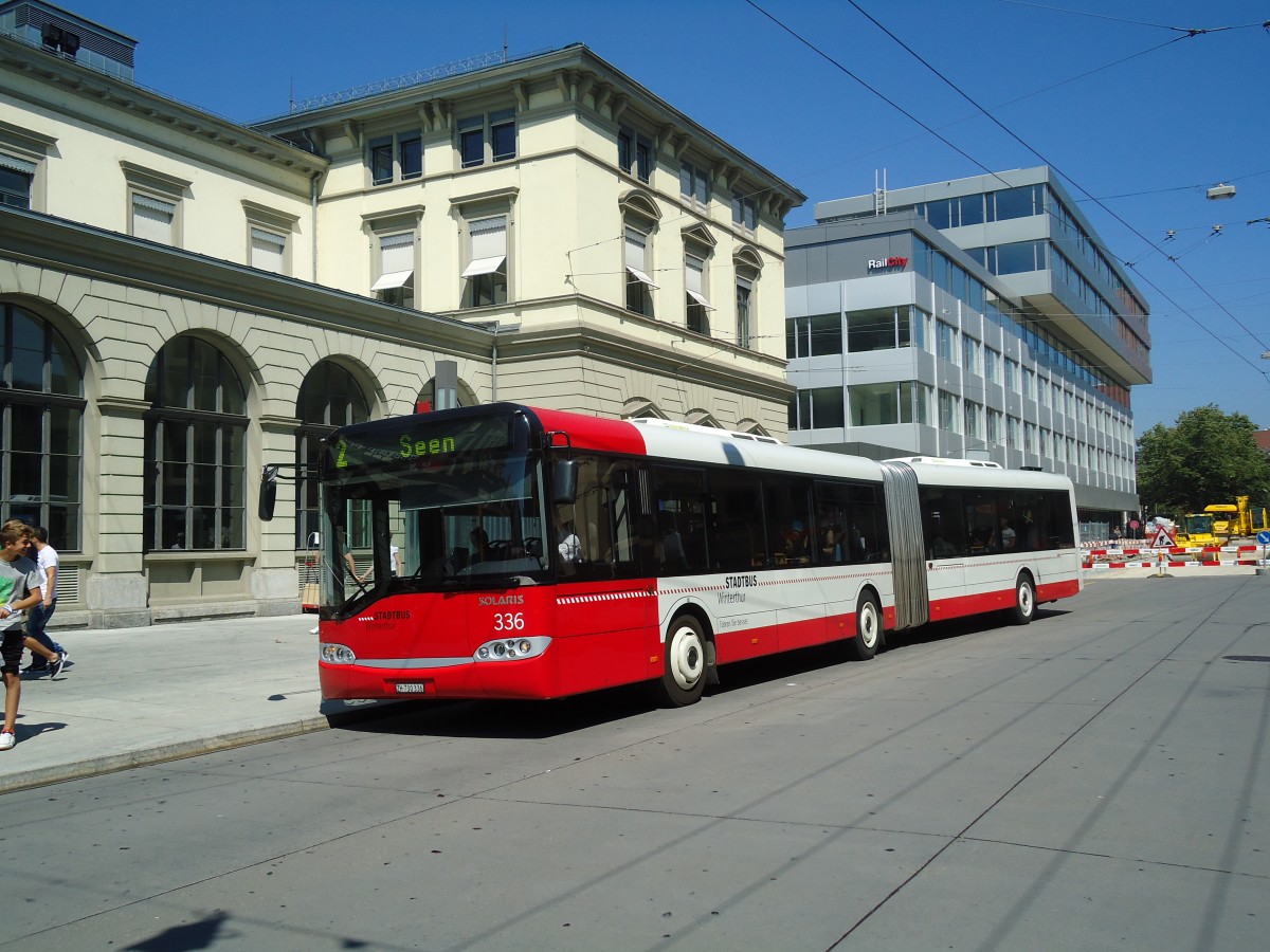 (129'028) - SW Winterthur - Nr. 336/ZH 730'336 - Solaris am 22. August 2010 beim Hauptbahnhof Winterthur