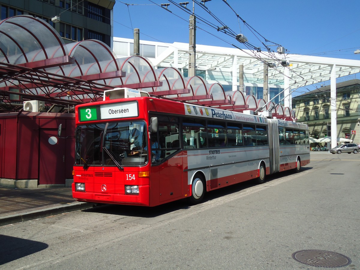 (129'031) - SW Winterthur - Nr. 154 - Mercedes Gelenktrolleybus am 22. August 2010 beim Hauptbahnhof Winterthur