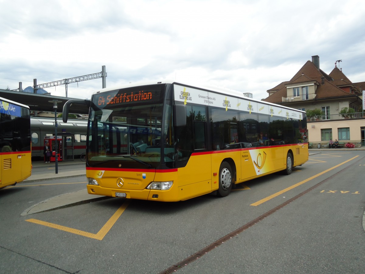 (129'124) - PostAuto Bern - BE 653'386 - Mercedes am 23. August 2010 beim Bahnhof Spiez