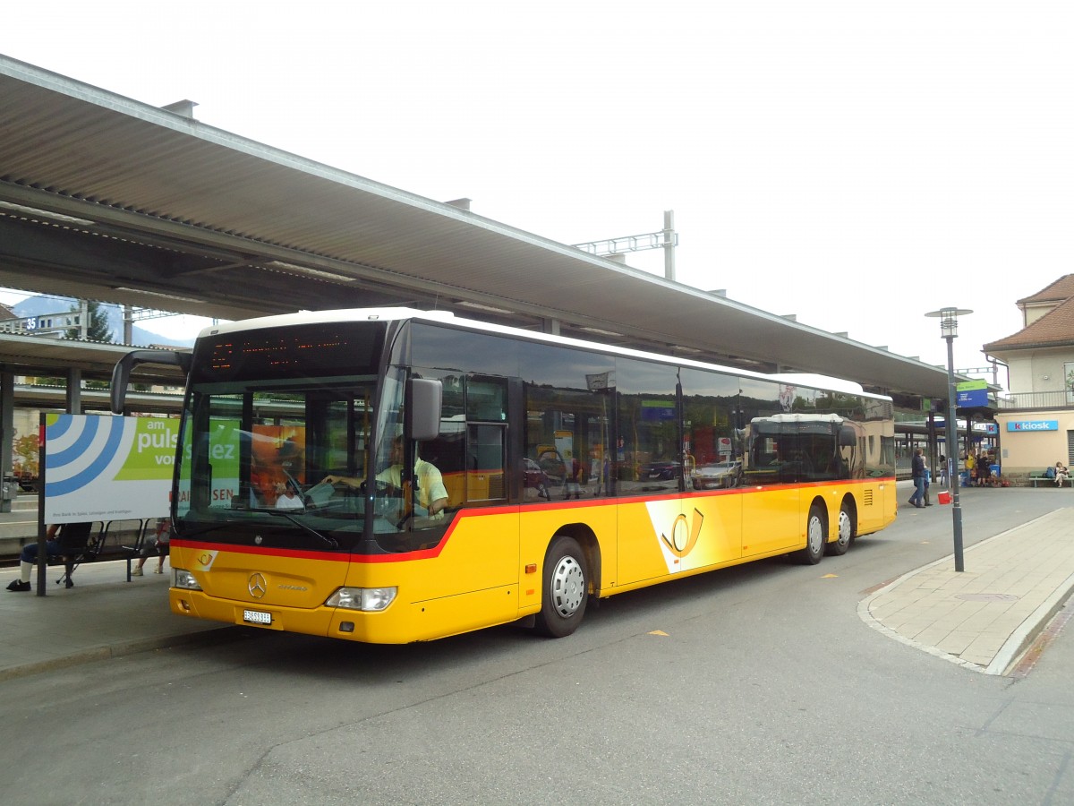 (129'130) - PostAuto Bern - BE 653'388 - Mercedes am 23. August 2010 beim Bahnhof Spiez