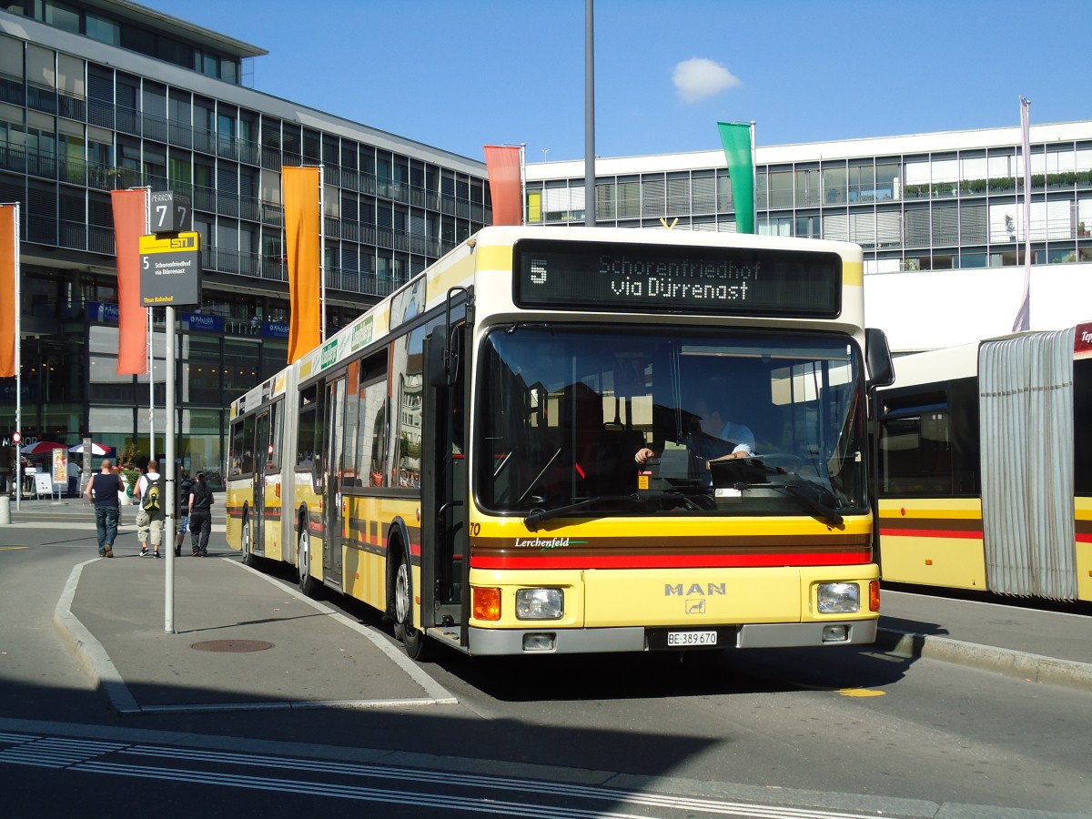 (129'305) - STI Thun - Nr. 70/BE 389'670 - MAN am 4. September 2010 beim Bahnhof Thun