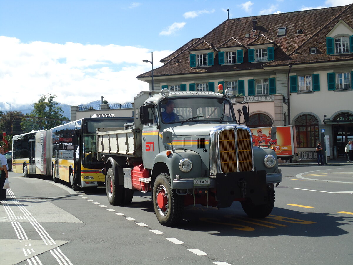 (129'609) - STI Thun - Nr. 248/BE 3349 U - Saurer (ex Nr. 148; ex ATGH Heiligenschwendi Nr. 6) am 10. September 2010 beim Bahnhof Thun 