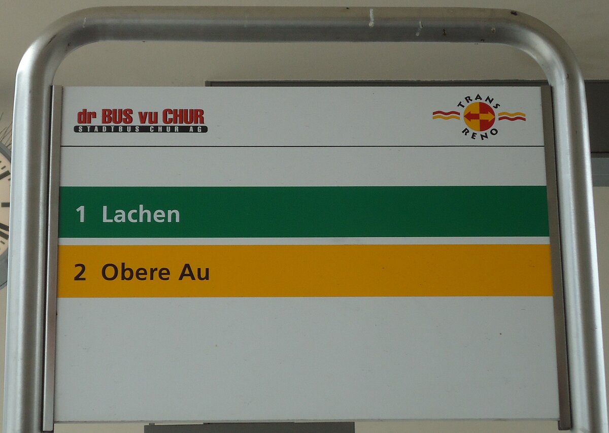 (129'773) - dr BUS vu CHUR-Haltestellenschild - Chur, Bahnhof - am 18. September 2010