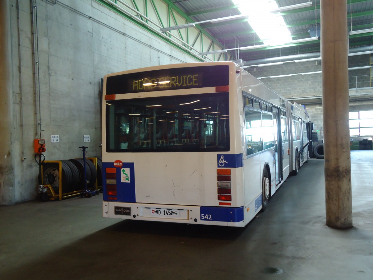 (130'937) - TL Lausanne - Nr. 542/VD 1458 - Van Hool am 13. November 2010 in Lausanne, Dpt Prlaz