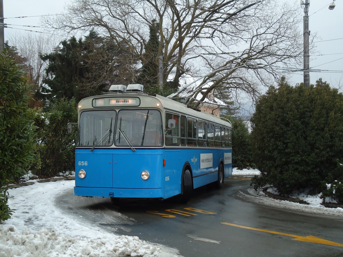 (131'268) - TL Lausanne (Rtrobus) - Nr. 656 - FBW/Eggli Trolleybus am 5. Dezember 2010 in Lutry, Corniche