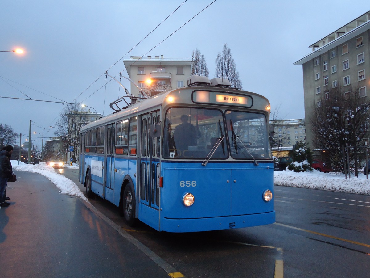 (131'283) - TL Lausanne (Rtrobus) - Nr. 656 - FBW/Eggli Trolleybus am 5. Dezember 2010 in Lausanne, Coudraie