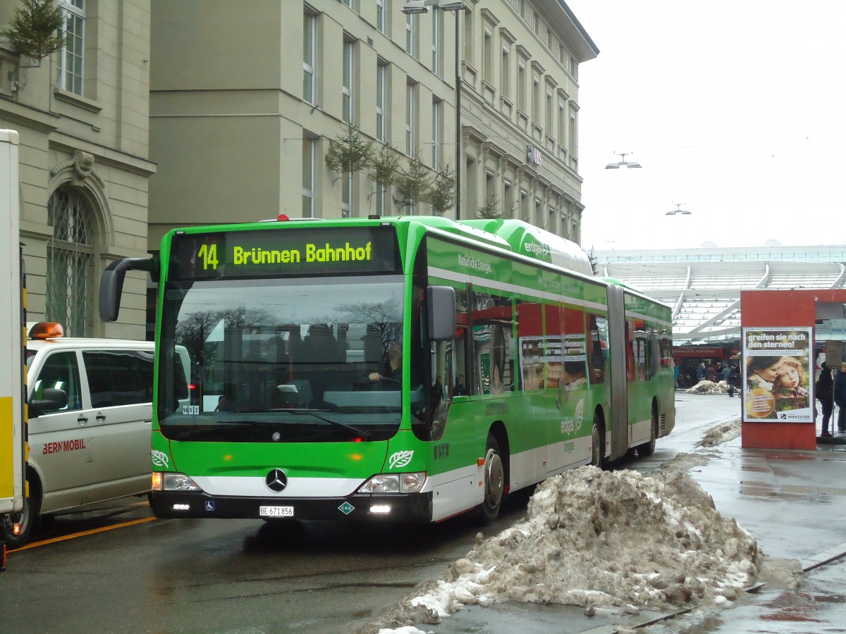 (131'360) - Bernmobil, Bern - Nr. 856/BE 671'856 - Mercedes am 7. Dezember 2010 beim Bahnhof Bern