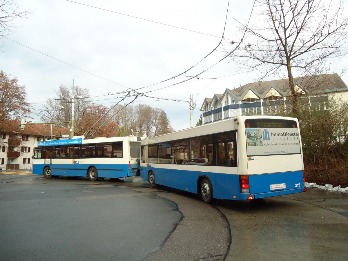 (131'478) - VBL Luzern - Nr. 315 - Lanz+Marti/Hess Personenanhnger am 8. Dezember 2010 in Luzern, Maihof