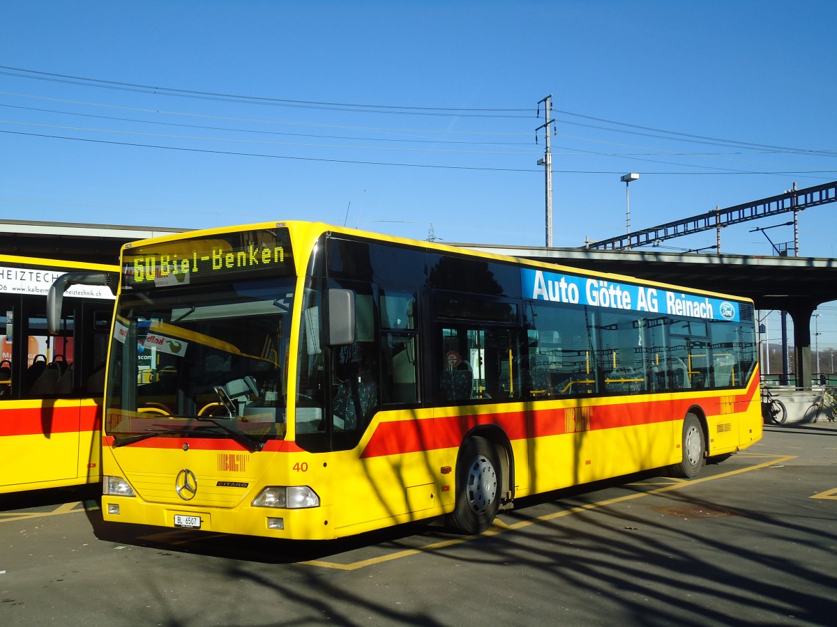 (132'571) - BLT Oberwil - Nr. 40/BL 6507 - Mercedes am 7. Februar 2011 beim Bahnhof Muttenz