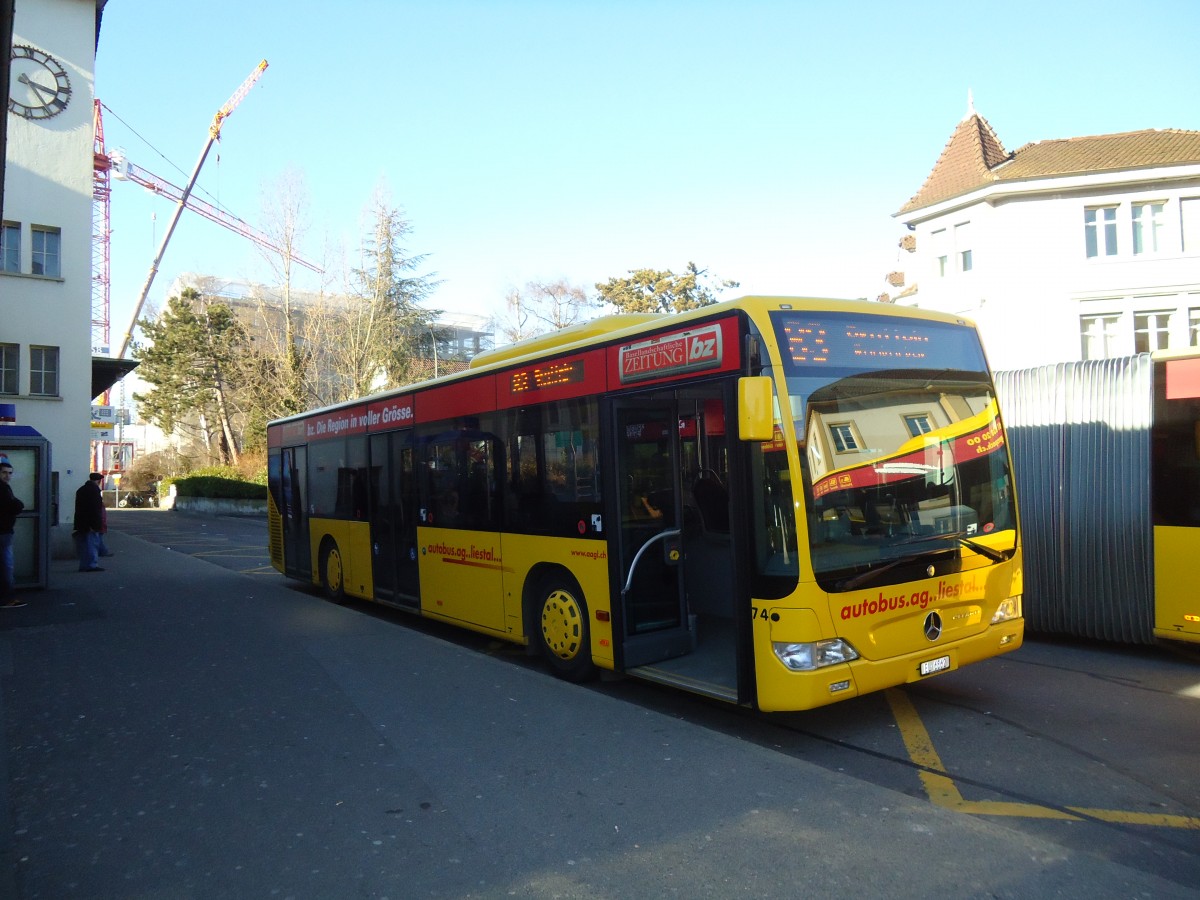 (132'588) - AAGL Liestal - Nr. 74/BL 6862 - Mercedes am 7. Februar 2011 beim Bahnhof Liestal