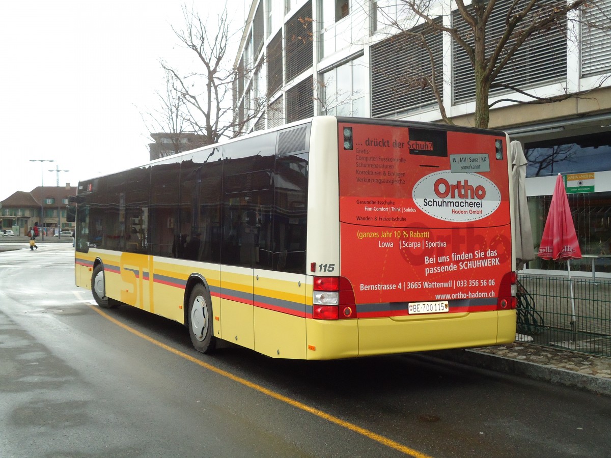 (132'654) - STI Thun - Nr. 115/BE 700'115 - MAN am 27. Februar 2011 bei der Schifflndte Thun