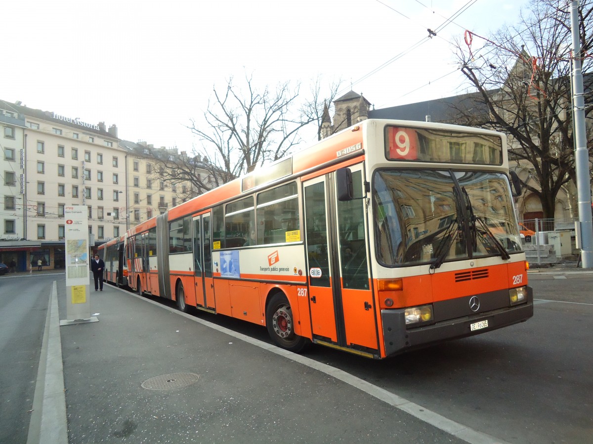 (132'795) - TPG Genève - Nr. 287/GE 96'065 - Mercedes am 10. März 2011 beim Bahnhof Genève