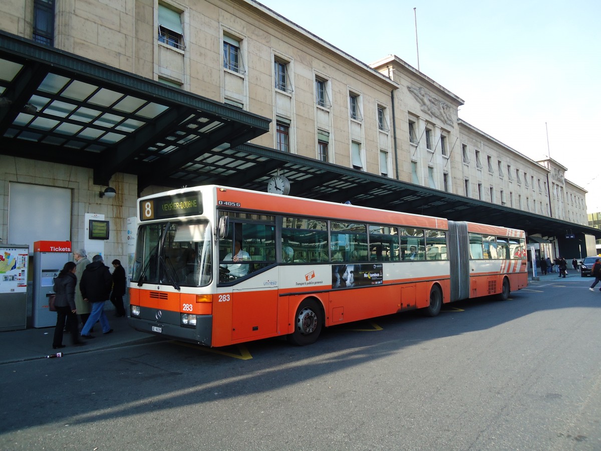 (132'952) - TPG Genve - Nr. 283/GE 96'339 - Mercedes am 10. Mrz 2011 beim Bahnhof Genve